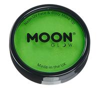 Pro Intense Neon UV Face & Body Paint Cake Pots by Moon Glow - Intense Green - Professional Water Based Face Paint Makeup for Adults, Kids - 36g