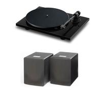 Pro-Ject E1.2 Phono Turntable with Mitchell Acoustics uStream Two (MK1) Active Speakers HiFi Package Black