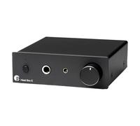 Pro-Ject Head Box E - Micro-sized Headphone Amplifier (Black) | 6.35 mm and 3.5 mm usable simultaneously, RCA loop output, 665 mW, discrete design, all-metal casing