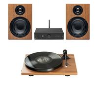 Pro-Ject Stereo Set E1 All-In-One Hi-Fi Set including E1 Turntable with Stereo Box E Integrated Amp and Speaker Box 5E Speakers - Walnut