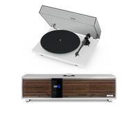 Pro-Ject T1 EVO Phono Belt-Driven Turntable White and Ruark R410 Integrated Wireless Music System Grey HiFi Package
