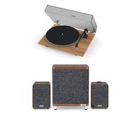 Pro-Ject T1 EVO Phono Turntable with Ruark MR1 MK3 Active Bluetooth Speakers & RS1 Subwoofer Walnut