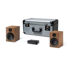 Pro-Ject Travel Set - Compact Audiophile Mini HiFi System with Carry Case (Black/Walnut)