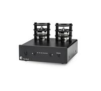 Pro-Ject Tube Box E, valve phono preamplifier (MM/MC), black | 2x ECC83 (replaceable), fully discrete circuit with no IC op-amps, subsonic filter, metal casing