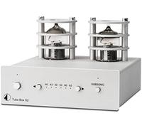 Pro-Ject Tube Box S2, high-end valve phono preamplifier, silver | MM and MC, 2x ECC83 (replaceable), fully discrete without op-amps, dual-mono, aluminium/metal sandwich housing