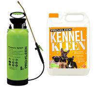 Pro-Kleen Kennel Disinfectant, Cleaner 5L With 10L Pump Pressure Sprayer, Sanitiser & Deodorise - Catteries, Hutches, Aviaries, Patios, Artificial Grass (Lemon)