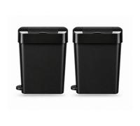 Pro-Kleen 22L Black Sanitary Waste Bin With Foot Pedal Slimline Feminine Hygiene X2