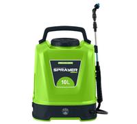 Pro-Kleen Battery Powered Knapsack Garden Sprayer 10L, 80 Psi Cordless, 12V, 2 Nozzles, 38.1" Telescopic Wand