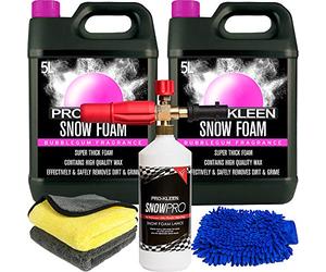 Pro-Kleen Bubblegum Snow Foam 10L with Lance, Microfibre Wash Mitt & 2 x Microfibre Cloth - Produces Thick Foam to Remove Dirt, Grime, Grease and More, Pre Wash,