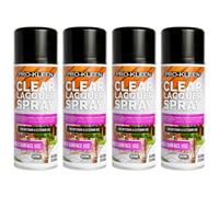Pro-Kleen Clear Lacquer Spray Gloss - Protects & Seals, for Metal, Wood, Plastics, Ceramics, Fast Drying Formula for Interior and Exterior Surfaces, Durable, Flexible, 4 x 400ml