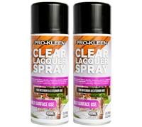 Pro-Kleen Clear Lacquer Spray - Protects and Seals - for Metal, Wood, Plastics & Ceramics - Fast Drying Formula for Interior and Exterior Surfaces - Clear, Durable & Flexible - (Gloss, 2 x 400ml)