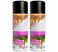 Pro-Kleen Clear Lacquer Spray - Protects and Seals - for Metal, Wood, Plastics & Ceramics - Fast Drying Formula for Interior and Exterior Surfaces - Clear, Durable & Flexible - (Matt, 2 x 400ml)