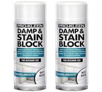 Pro-Kleen Damp & Stain Block Spray Paint Primer Matt White 2 x 500ml Fast Drying Formula Covers Damp Mould Grease Nicotine & Rust Stains for Walls Ceilings & More Leaves a Waterproof Barrier
