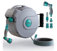 Pro-Kleen Garden Hose Reel Pipe, Retractable Wall Mounted, Auto Lock & Rewind, 10 Function Gun & Nozzle 30M