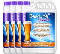 Pro-Kleen Heavy Duty Purple Beer Line Solution Cleaner 4 x 5L with Colour Indicator, System Cleaning Fluid Sanitizes and Removes Yeast and Protein Build Up. Improves Beer Taste
