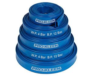 Pro-Kleen Layflat Hose 15M PVC Submersible Water Pump Blue Discharge Pipe Diameter 25mm - for Drainage, Floods, Irrigation, Hot Tub, Swimming Pool - 2 Circlips - Sizes 5-25 Metre (15 Metres)