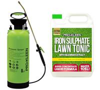 Pro-Kleen Liquid Iron Sulphate Ferrous Conditioner 5L - Fertiliser, Grass Greener & Turf Hardener with 8L Garden Pump Sprayer - Prevents Lawn Disease for Healthier Grass