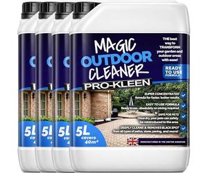 Pro-Kleen Magic Outdoor Cleaner 4 x 5L Black Spot Remover Spray and Leave Cleaner - Removes Stains, Marks & Lichen For Patios, Driveways, Indian Sandstone, Block Paving and more - Easy to Use Liquid