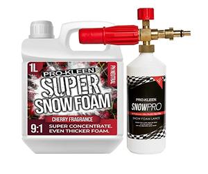 Pro-Kleen Nilfisk Compatible Snow Foam Lance with Super Snow Foam Car Shampoo Cherry 1 Litres - Produces Extra Thick Foam - pH Neutral & Super Concentrate Formula