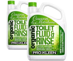 Pro-Kleen Organic Caravan Toilet Chemical Fluid Rinse Green Solution Cleaner 4L for Caravan and Motorhomes - Eco-Friendly, Formaldehyde Free - 4 Litres