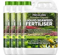 Pro-Kleen Organic Liquid Seaweed Fertiliser 4 x 5L - Ascophyllum Seaweed Extract for Grass, Vegetables, Fruit, Flowers, Shrubs, Lawns & Trees - Concentrated Formula - Provides up to 2000 Treatments