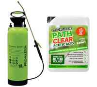 Pro-Kleen Path Cleaner Acetic Acid Concentrated 30% 5L - Glyphosate Free - Double Strength - Eco-Friendly, Organic, Children and Pet Safe Once Dry with 10L Garden Pump Sprayer