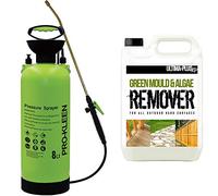 Pro-Kleen Patio Cleaner Garden Pressure Pump Sprayer 8L Manual Action With Brass Lance - Spare Seal Kit & Ultimate Patio Cleaner 5L - For Weed Killer, Pesticides, Herbicides, Insecticides (8 Litres)