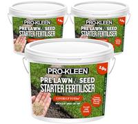 Pro-Kleen Pre Lawn & Seed Starter Fertiliser - Phosphorus Rich with Nitrogen, Potassium & Magnesium (NPK 8-12-8 + 3MgO) with Zinc & Seaweed - Non-Toxic & Non-Staining - Covers up to 249m2 (3 x 2.5kg)