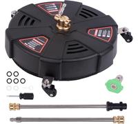 Pro-Kleen Pressure Washer Surface Patio Cleaner Karcher Compatible, Attachment Cleaning for Driveways, Patios, Extra 1/4" Quick Connect Nozzle, 2 Extension Wands (16" Plastic Patio Cleaner)