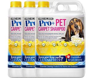 Pro-Kleen Pro+ Carpet Shampoo and Upholstery Cleaning Solution - Removes Pet Deposits & Odours - 4 in 1 Concentrate - Suitable for all Machines 3 x 5L (Lemon Fresh)