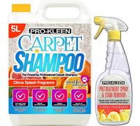 Pro Kleen 5 Litres Professional Extraction Citrus Concentrate Carpet Shampoo With 750ml Citrus Stain Remover & Pre Treatment Spray