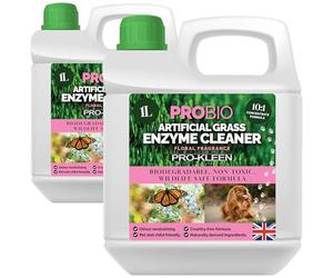 Pro-Kleen ProBio Artificial Grass Cleaner Probiotic Based Deodoriser Odour Eliminator 2 x 1L Non-Toxic Cruelty-free Child Pet Friendly - Floral Fragrance - Naturally derived Probiotic Cleaning