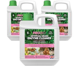 Pro-Kleen ProBio Artificial Grass Cleaner Probiotic Based Deodoriser Odour Eliminator 3 x 1L Non-Toxic Cruelty-free Child Pet Friendly - Floral Fragrance - Naturally derived Probiotic Cleaning
