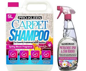 Pro-Kleen Professional Carpet & Upholstery Shampoo - Spring Bloom Fragrance 5L + 750ml - High Concentrate Cleaning Solution - Suitable For All Machines