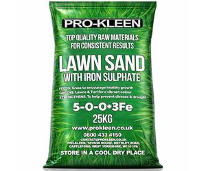 Pro-Kleen Professional Lawn Sand 5:0:0 + 3% Iron (Ferrous Sulphate) - Fast Greening, Thicker, Healthier & Stronger Grass - UK Made, 25kg Covers up to 714m²