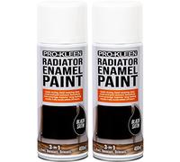 Pro-Kleen Radiator Enamel Spray Paint Black Satin 2 x 400ml - Heat Resistant up to 100ºC - For Radiators, Hot Pipes, Water Tanks & More - Fast Drying & No Primer Needed