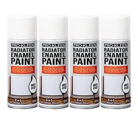 Pro-Kleen Radiator Enamel Spray Paint White Gloss 4 x 400ml - Heat Resistant up to 100ºC - For Radiators, Hot Pipes, Water Tanks & More - Fast Drying & No Primer Needed