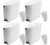 Pro-Kleen Sanitary Bin 20L & 200 Bin Liners - Slimline Washrooms Toilets Hygienic Disposal Pedal Container Bins for Female Ladies And Baby Hygiene Products - 20 litres White