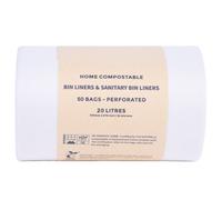 Pro-kleen Sanitary Bin Liner Bags, 50 Biodegradable Hygienic Compostable Trash Rubbish Disposal Bags for 20L Sani or Kitchen Waste Bins For Bathroom, Office, Swing Pedal Bins, Compostable (1 Roll)