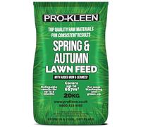 Pro-Kleen Spring and Autumn Lawn Feed 20kg NPK 6-5-11+6FE Iron - Fertiliser for Green Up & Plant Strength - Covers up to 667m2 - Prevents Lawn Disease & Lasts up to 3 Months