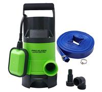 Pro-Kleen Submersible Water Pump 750W Electric, 14000L/H, 5m Layflat Hose for Clean or Dirty Water with Float Switch, 10M Power Cable - for Floods, Pools, Gardens, Ponds, Hot Tubs