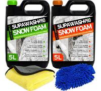 Pro-Kleen Supawash-Pro Orange 5L And Apple 5L Snow Foam Car Shampoo 10L With 1 X Microfibre Cloth & 1 Microfibre Wash Mitt
