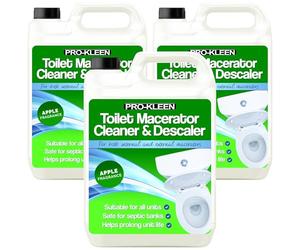 Pro-Kleen Toilet Macerator Cleaner & Descaler 3 x 5L - Cleans, Descales & Deodorises - Safe for Septic Tanks & Saniflo Systems - Helps to Extend Appliance Life (Apple Fragrance)