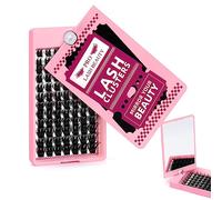 PRO Lash Clusters, 84Pcs Cluster Lashes Rotary Mirror Case Individual Lashes DIY Lash Extension Eyelash Clusters 10-16 Mix Fluffy Wispy Lashes Thin Band Not Fall Apart(Posh, D-10-16mix)