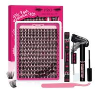 PRO Lash Clusters Kit DIY Lash Extension Kit with 168 Pcs Individual Lashes Cluster Lashes Bond and Seal Eyelash Applictor Lash Remover Eyelash Extension Kit for Beignner(Into You-01 Kit)