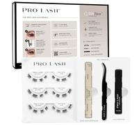 Pro Lash SoftWear Starter Lash Clusters Kit - Seamless, Lightweight Lashes - 7-Day Eyelash Extensions - 3 Sets of False Eyelashes Plus Adhesive, Remover, Tweezers - Classic Cat Eye No. 08 Black