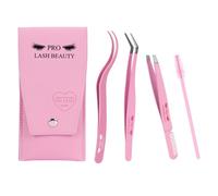 PRO Lash Tweezers Eyelash Applicator for Lash Clusters 3 in 1 DIY Lash Extension Tweezers Kit Eyelash Tweezers with Lash Brush(3 pcs-02)
