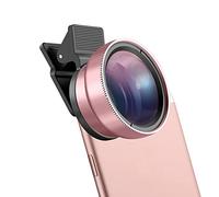 Pro Lens Kit for All Phones, 12.5X Macro and 0.45 X Wide Angle Max Camera Cell Phone Lens with Portable PU Case (Rose Gold)