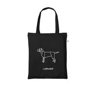 PRO' line Labrador Origami Tote Bag in Organic Cotton - Eco-Friendly Shopper with Labrador Dog - Reusable Shopping Bag Minimal Design, Black, One Size