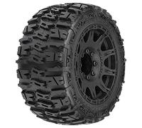 Pro-Line Monster Truck Tires 3.8" Trencher LP Tyres on Raid Black 8x32 Hex Wheels MT (2 Pack, 17mm Offset, Adult, Black)